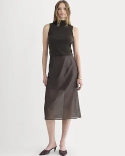 Midi Skirt in Cotton-Silk Organza