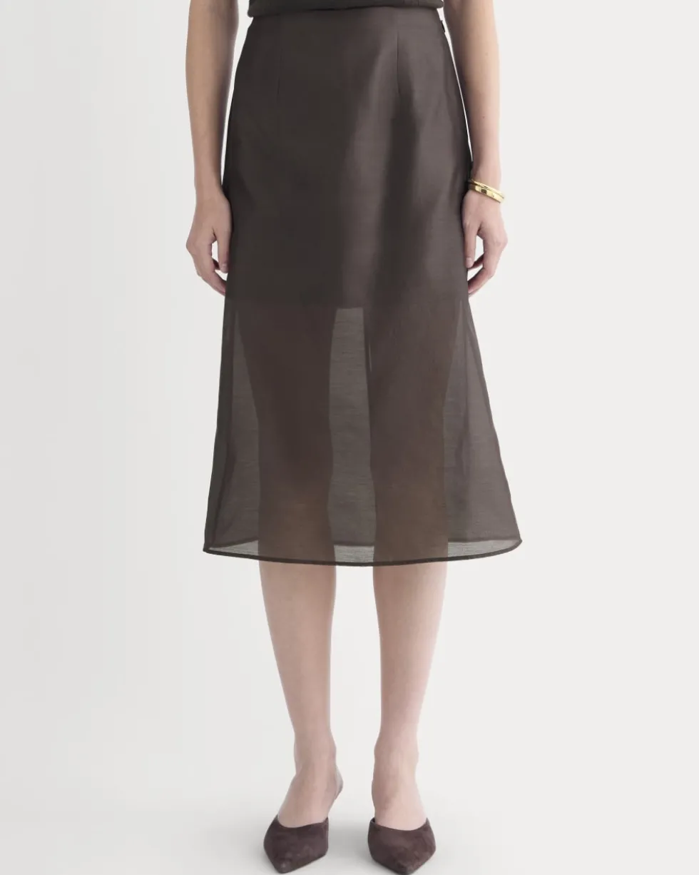 Midi Skirt in Cotton-Silk Organza