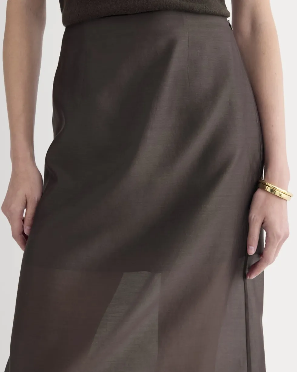 Midi Skirt in Cotton-Silk Organza