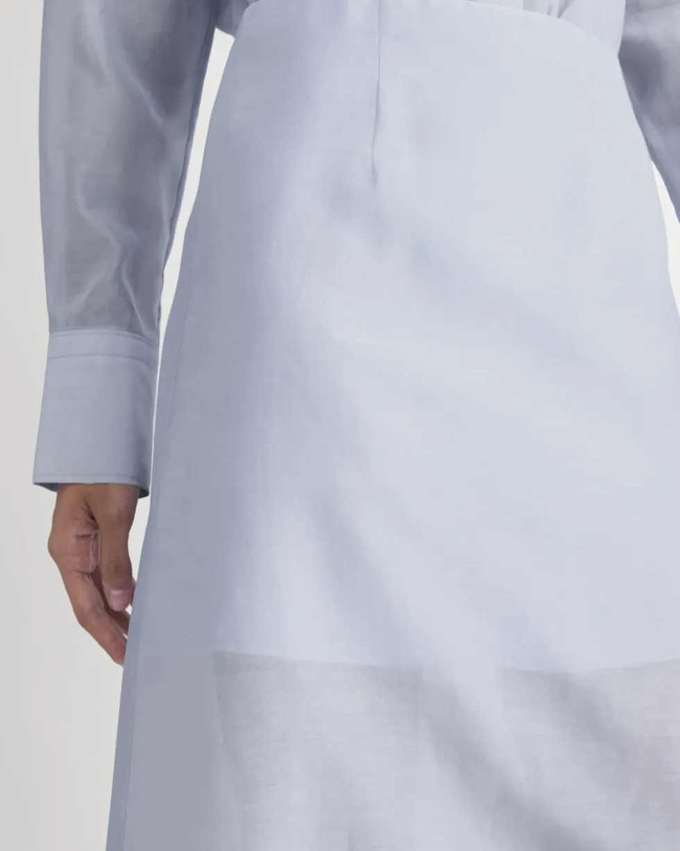 Midi Skirt in Cotton-Silk Organza