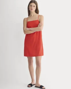 Mini Shift Dress in Stretch Linen