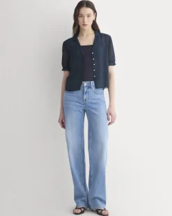 Notch Collar Shirt in Silk Georgette