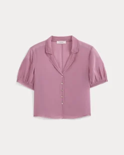 Notch Collar Shirt in Silk Georgette