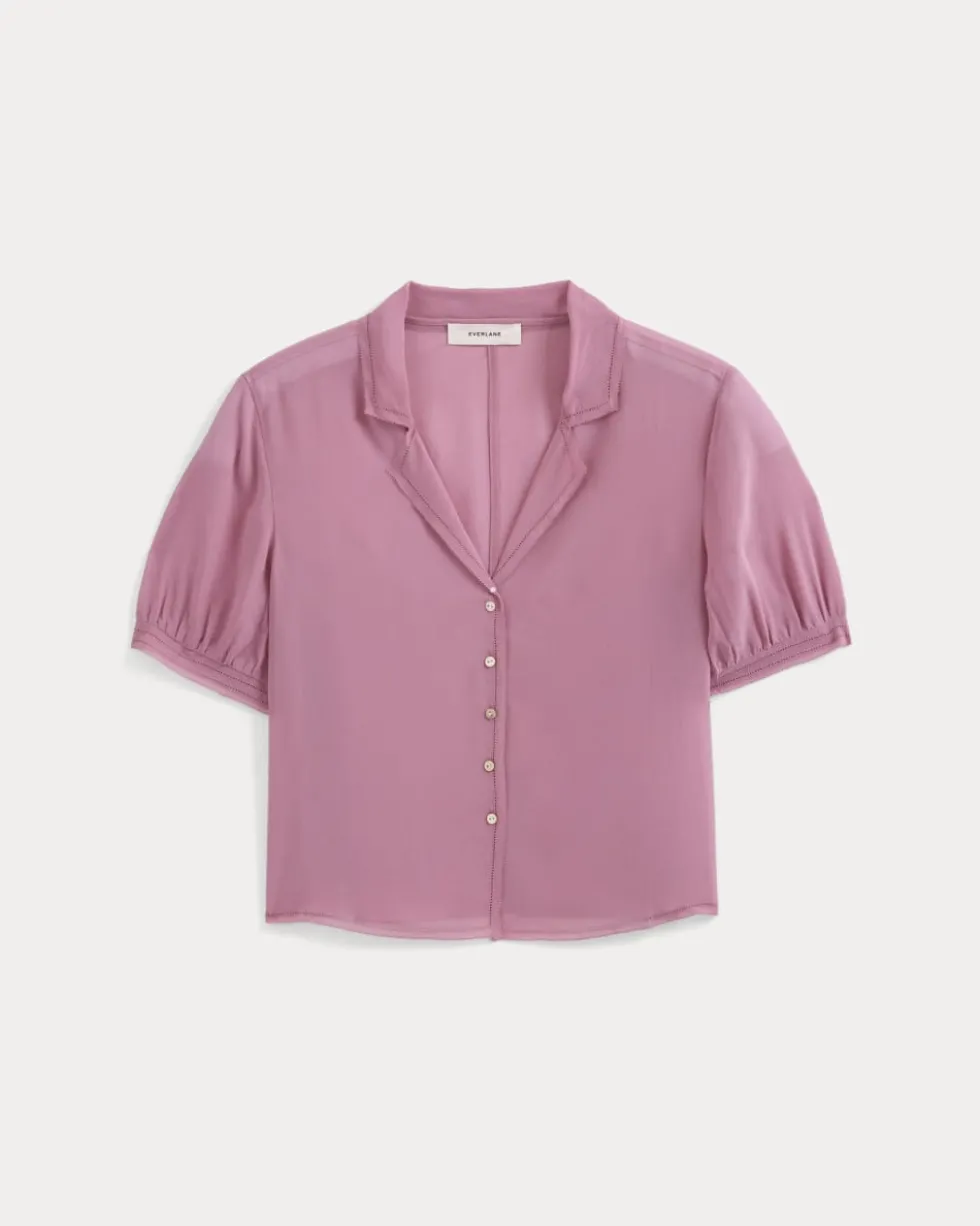 Notch Collar Shirt in Silk Georgette