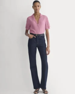 Notch Collar Shirt in Silk Georgette