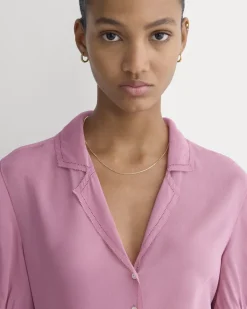 Notch Collar Shirt in Silk Georgette