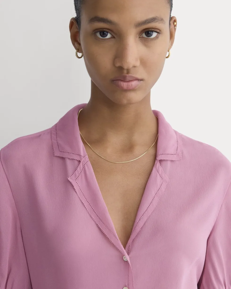 Notch Collar Shirt in Silk Georgette