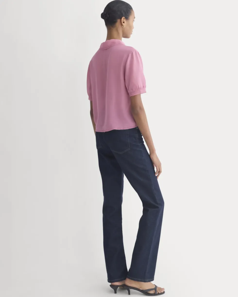 Notch Collar Shirt in Silk Georgette
