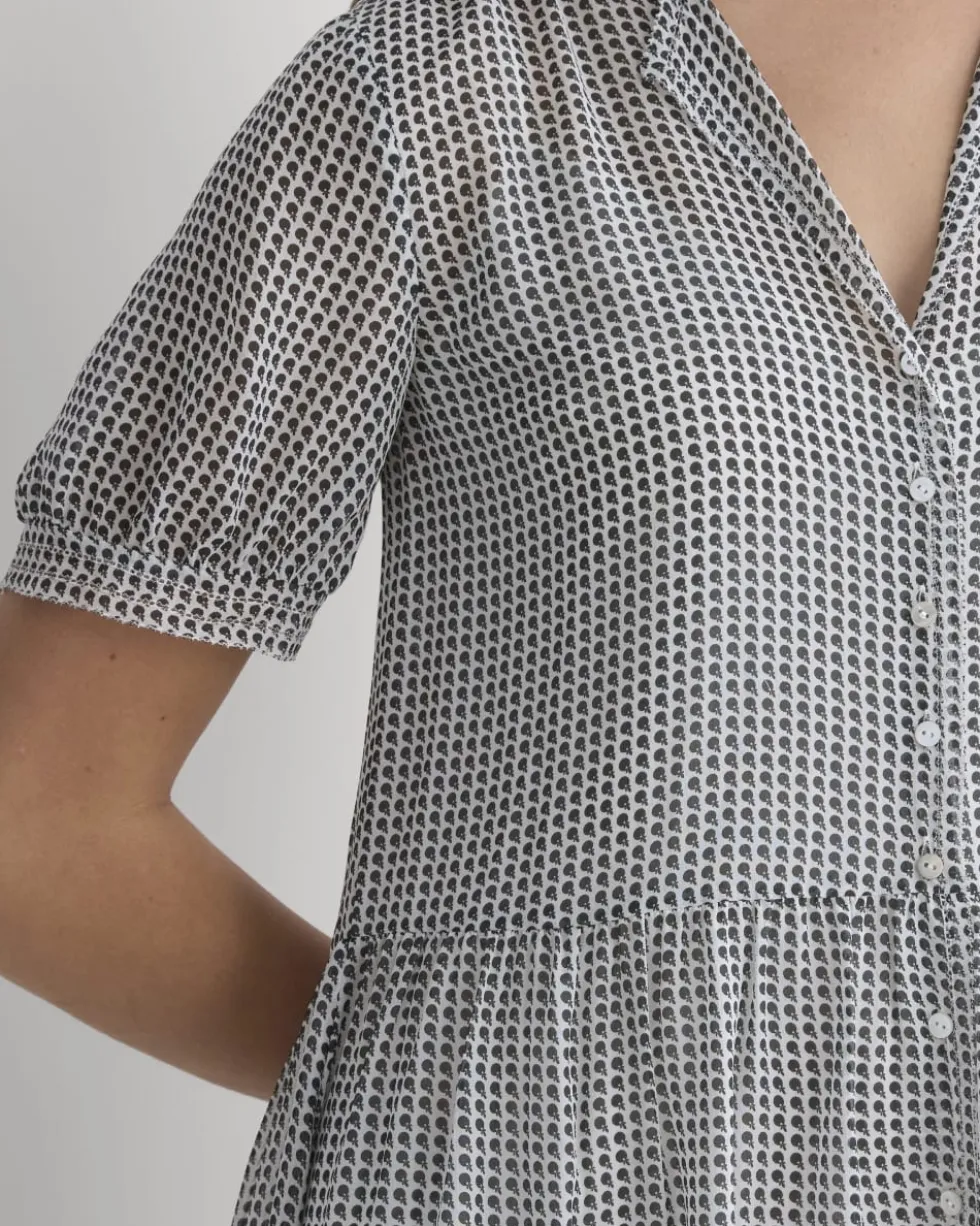 Notch Collar Shirtdress in Silk Georgette