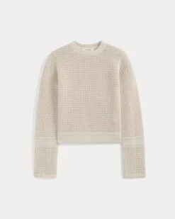 Open Knit Long-Sleeve Crew in Everyday Cotton