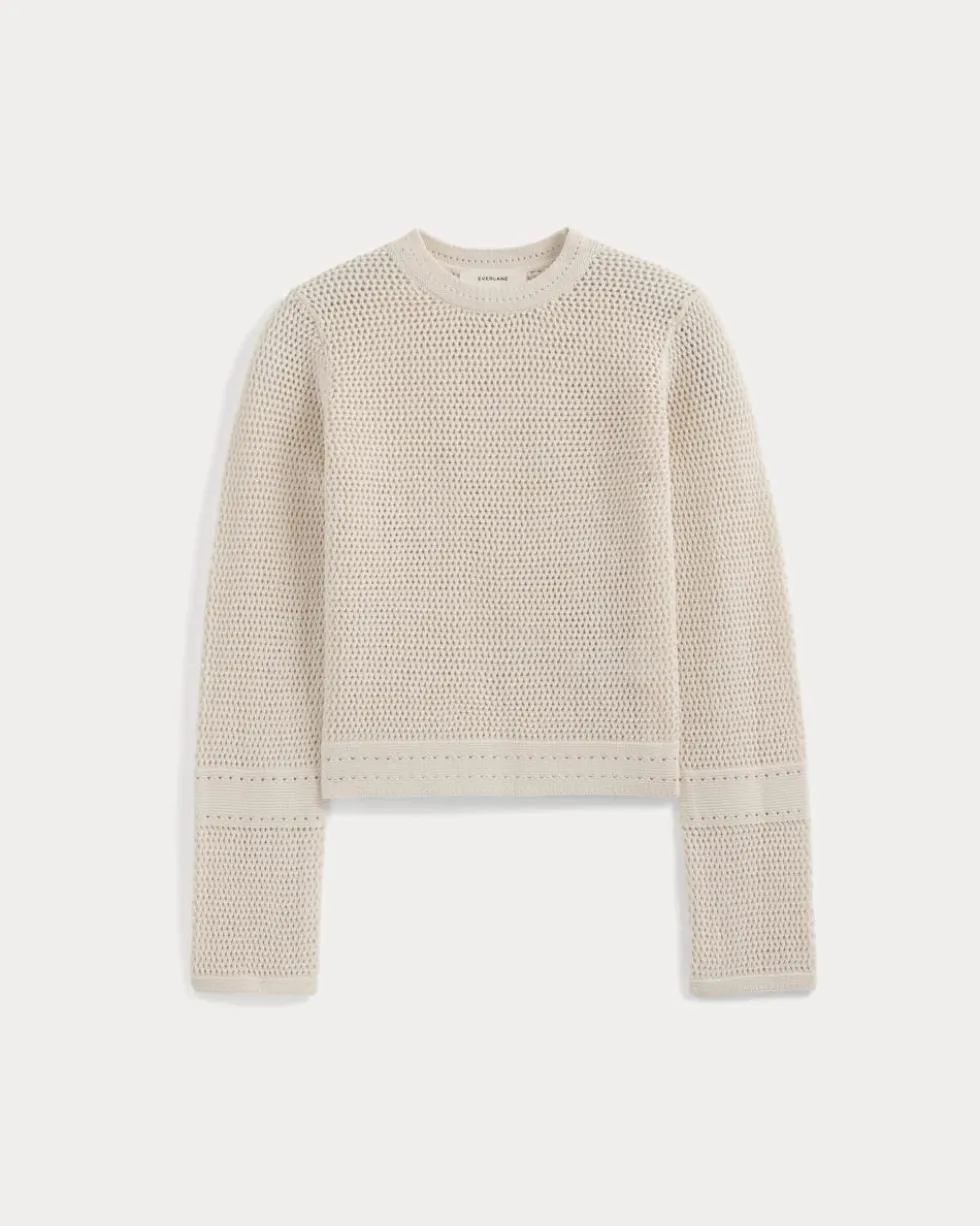 Open Knit Long-Sleeve Crew in Everyday Cotton