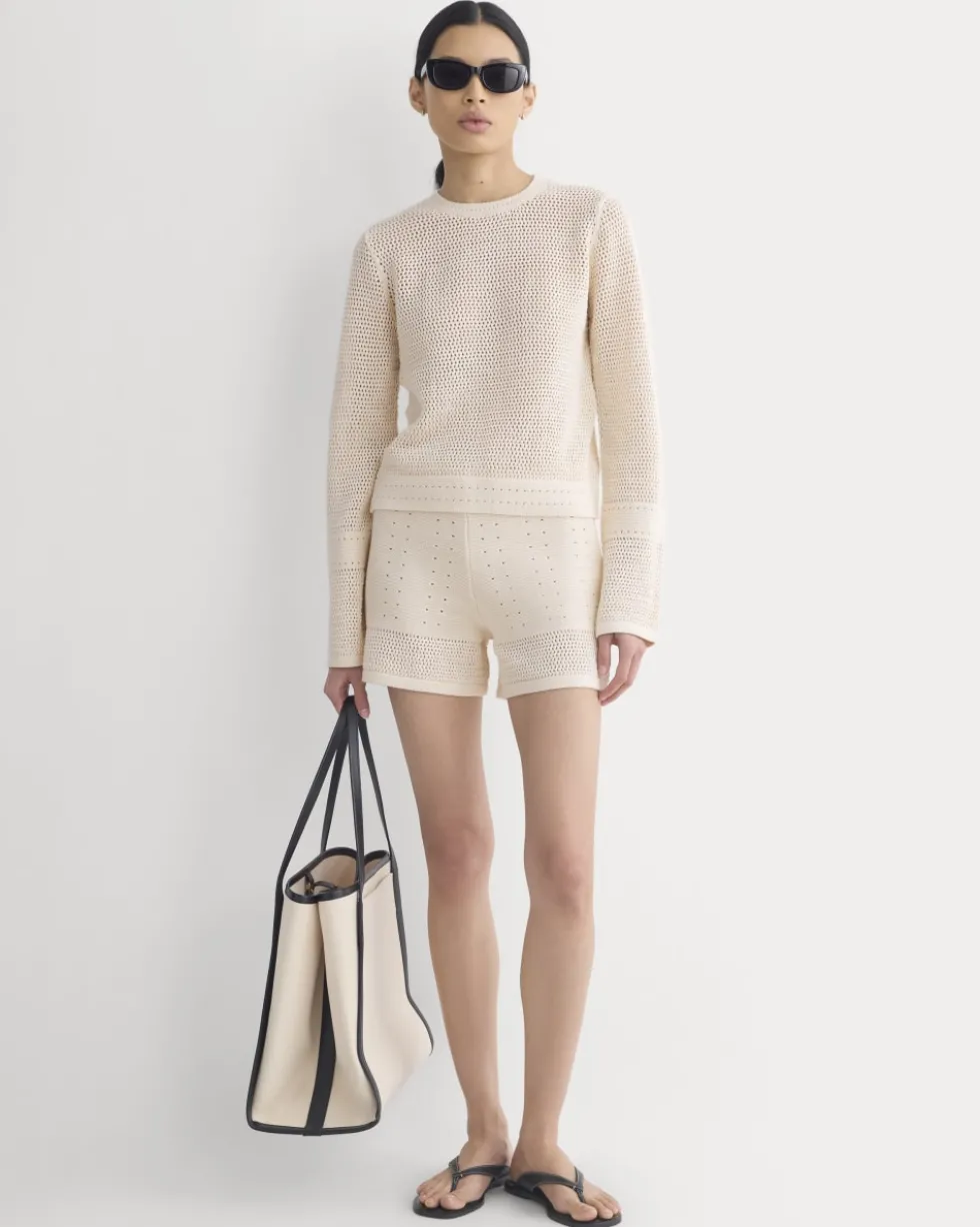 Open Knit Long-Sleeve Crew in Everyday Cotton