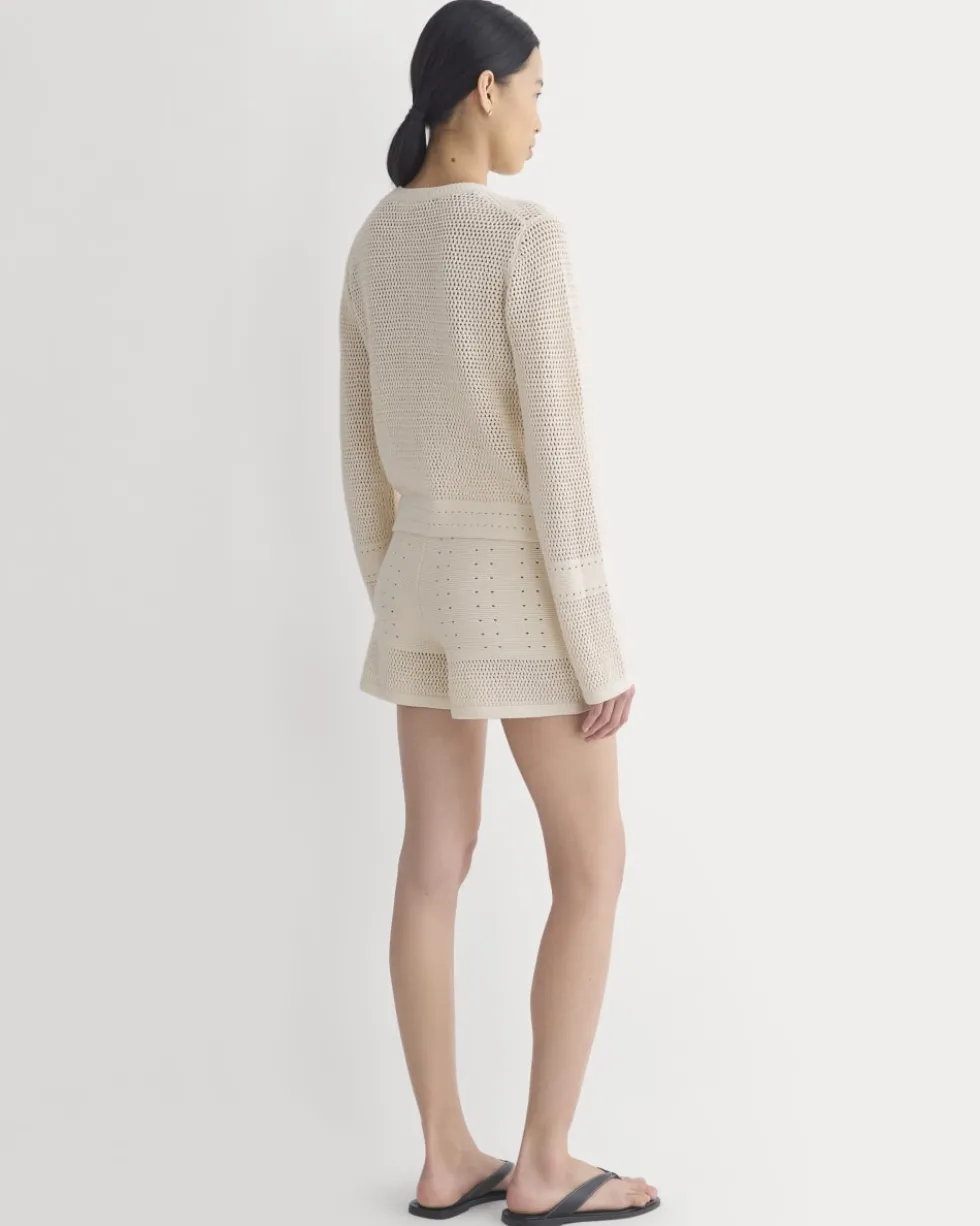 Open Knit Long-Sleeve Crew in Everyday Cotton