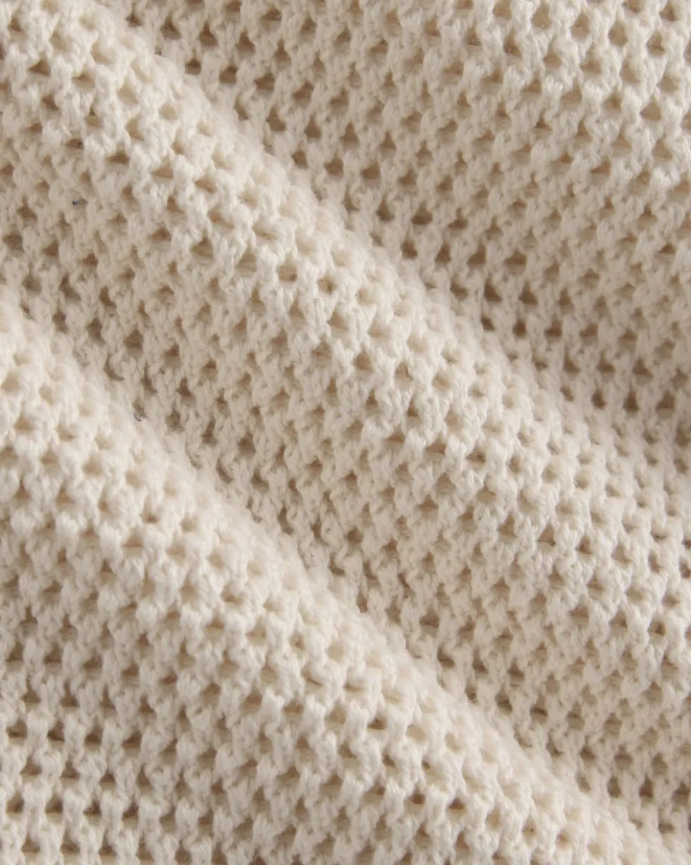 Open Knit Long-Sleeve Crew in Everyday Cotton