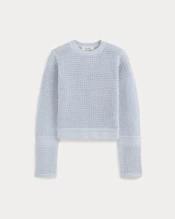 Open Knit Long-Sleeve Crew in Everyday Cotton