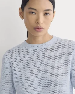 Open Knit Long-Sleeve Crew in Everyday Cotton