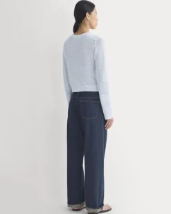 Open Knit Long-Sleeve Crew in Everyday Cotton