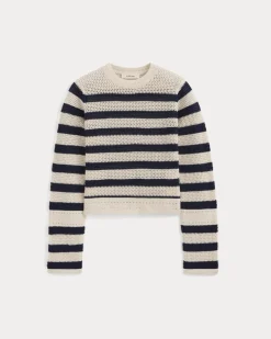 Open Knit Long-Sleeve Crew in Everyday Cotton
