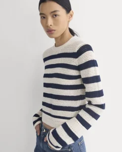 Open Knit Long-Sleeve Crew in Everyday Cotton