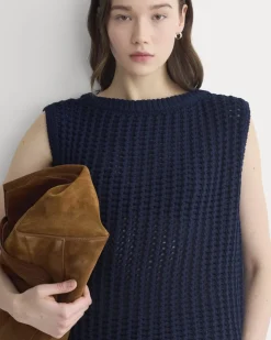 Open-Knit Tunic Vest in Elevated Cotton