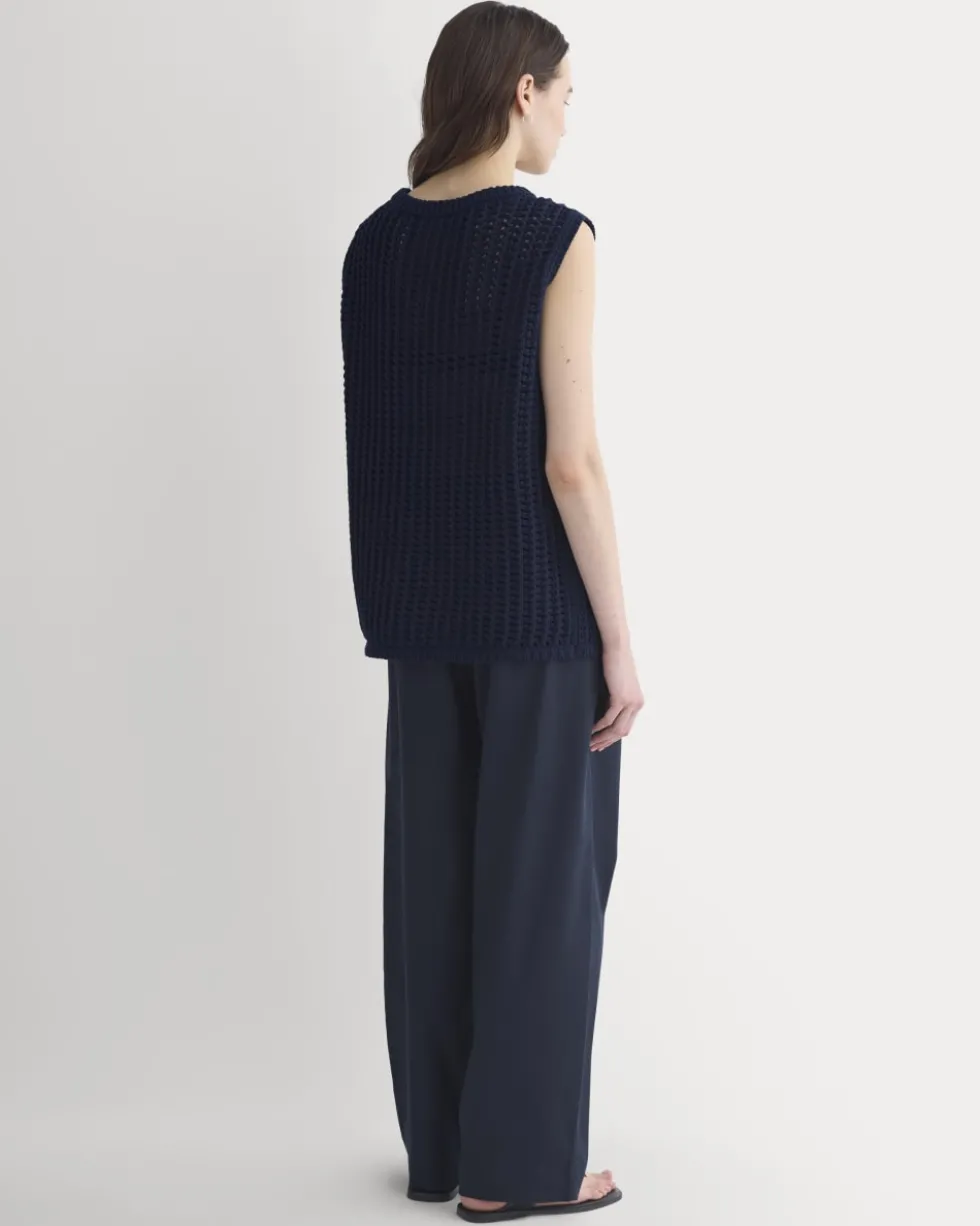 Open-Knit Tunic Vest in Elevated Cotton