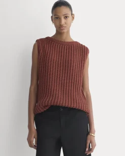 Open-Knit Tunic Vest in Elevated Cotton