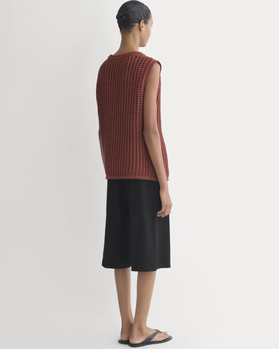 Open-Knit Tunic Vest in Elevated Cotton