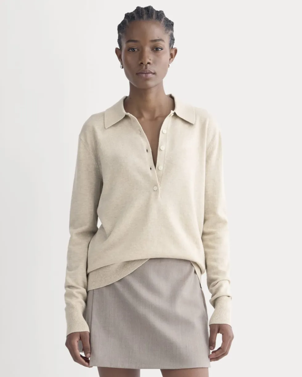 Oversized Polo Sweater in Cotton Merino