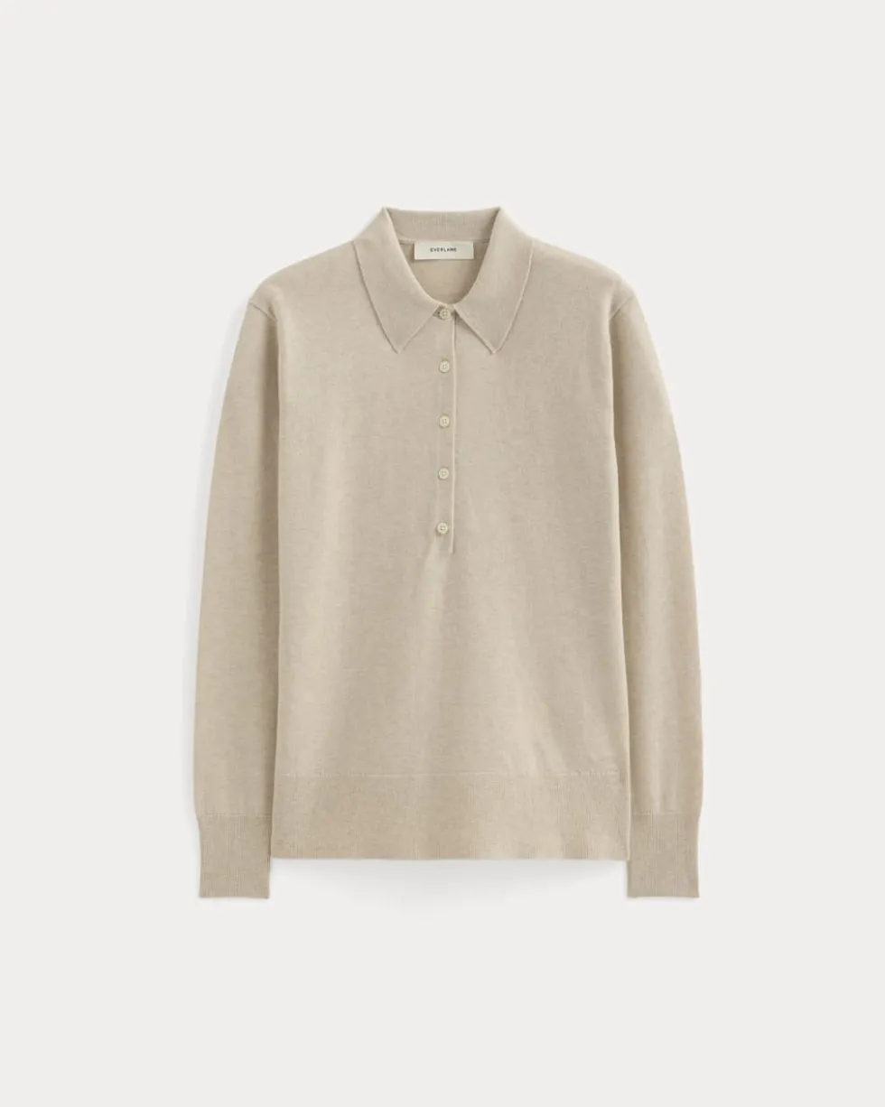 Oversized Polo Sweater in Cotton Merino