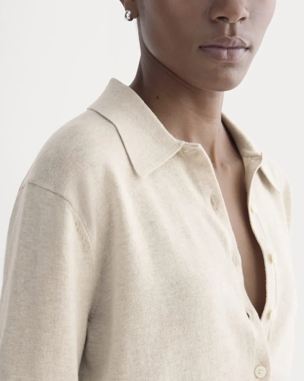 Oversized Polo Sweater in Cotton Merino