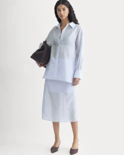 Oversized Shirt in Cotton-Silk Organza