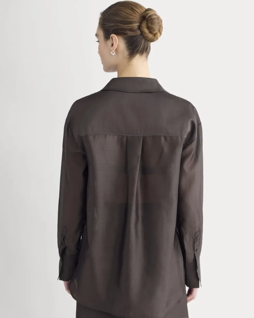Oversized Shirt in Cotton-Silk Organza