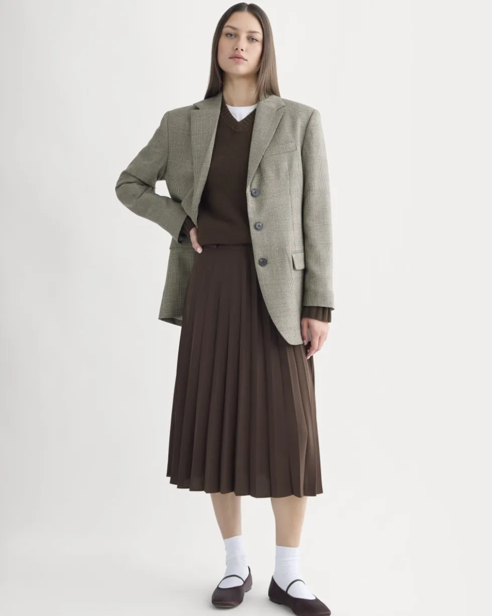 Pleated Crepe Midi Skirt