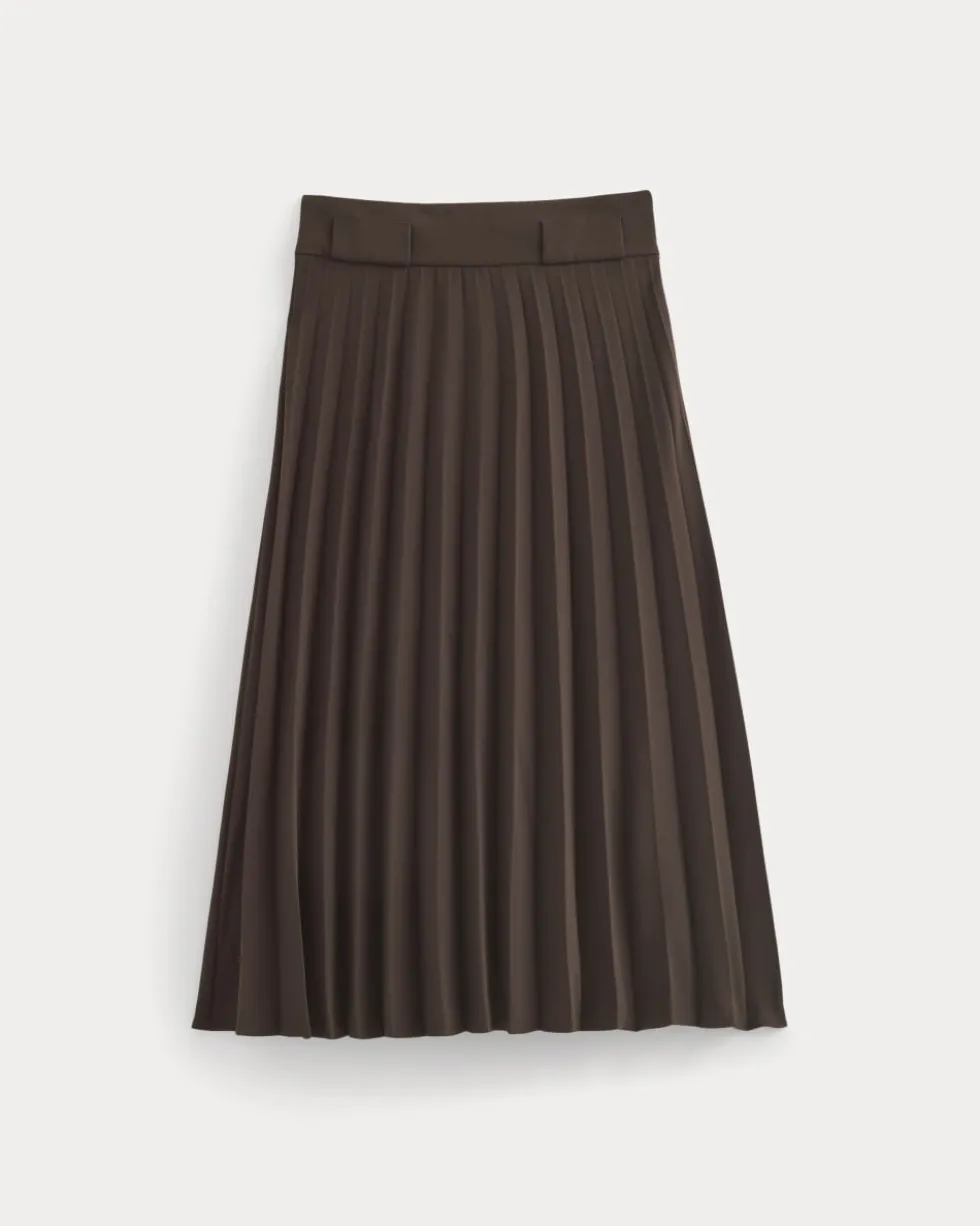 Pleated Crepe Midi Skirt
