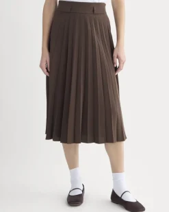 Pleated Crepe Midi Skirt