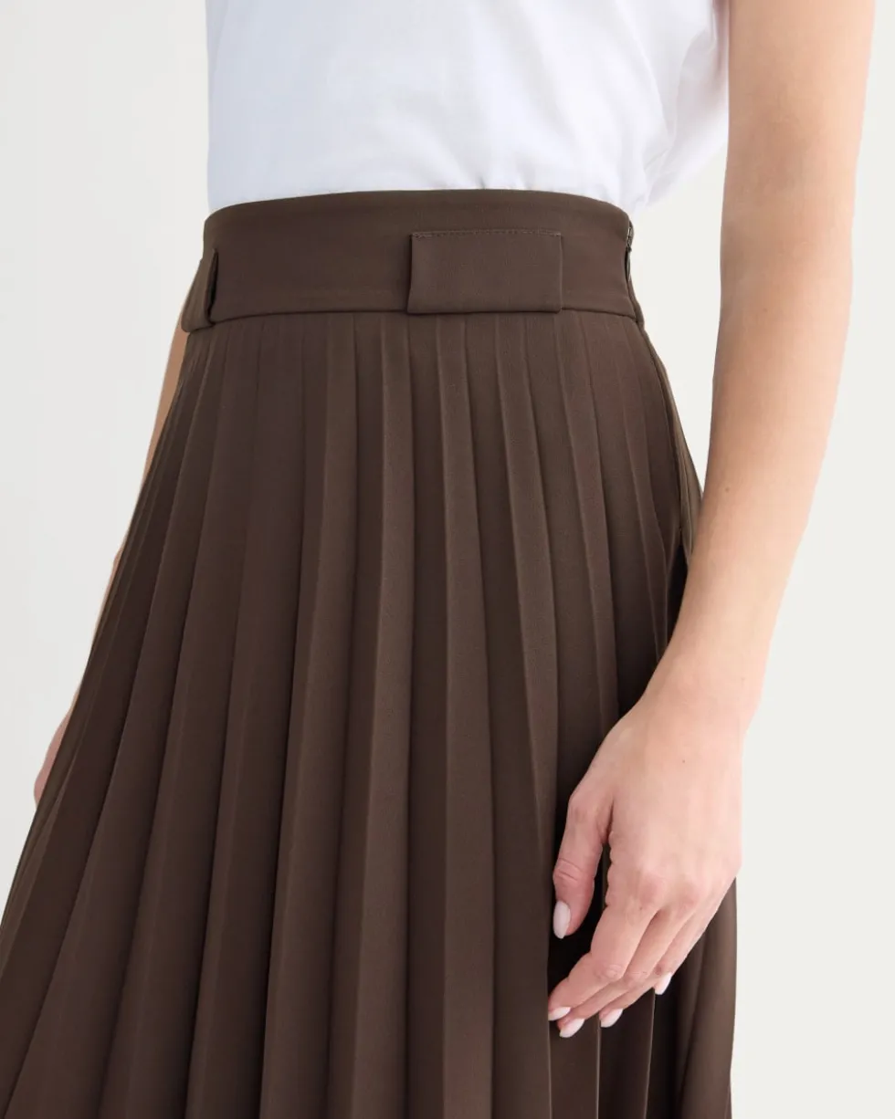Pleated Crepe Midi Skirt