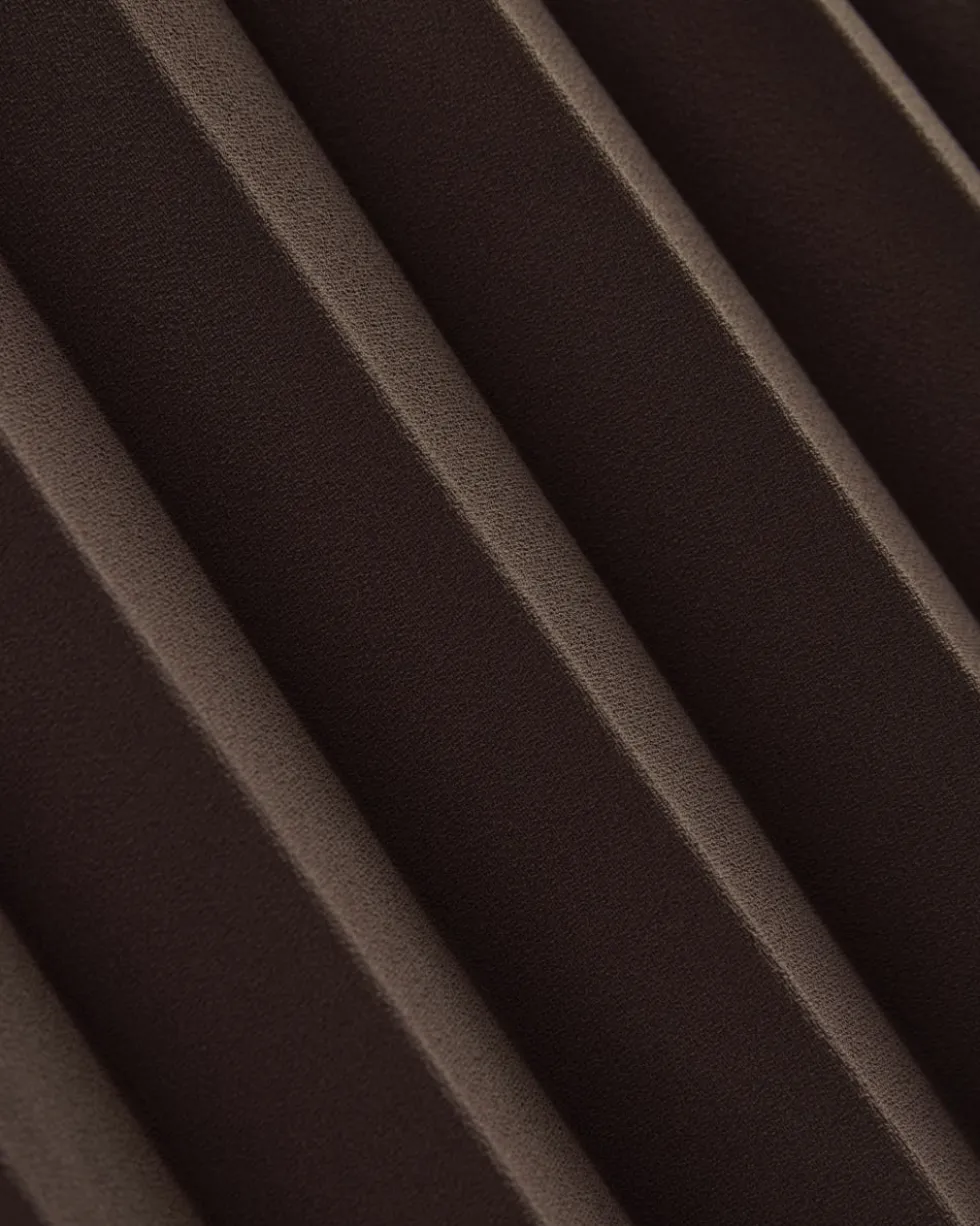 Pleated Crepe Midi Skirt