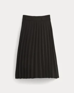 Pleated Crepe Midi Skirt