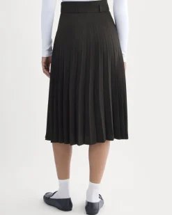 Pleated Crepe Midi Skirt