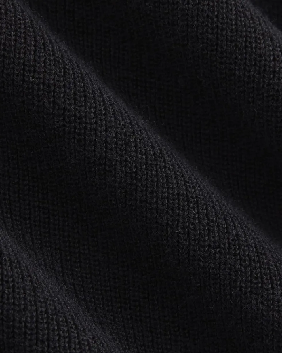 Relaxed V-Neck Midi Sweater Dress in Cotton Merino