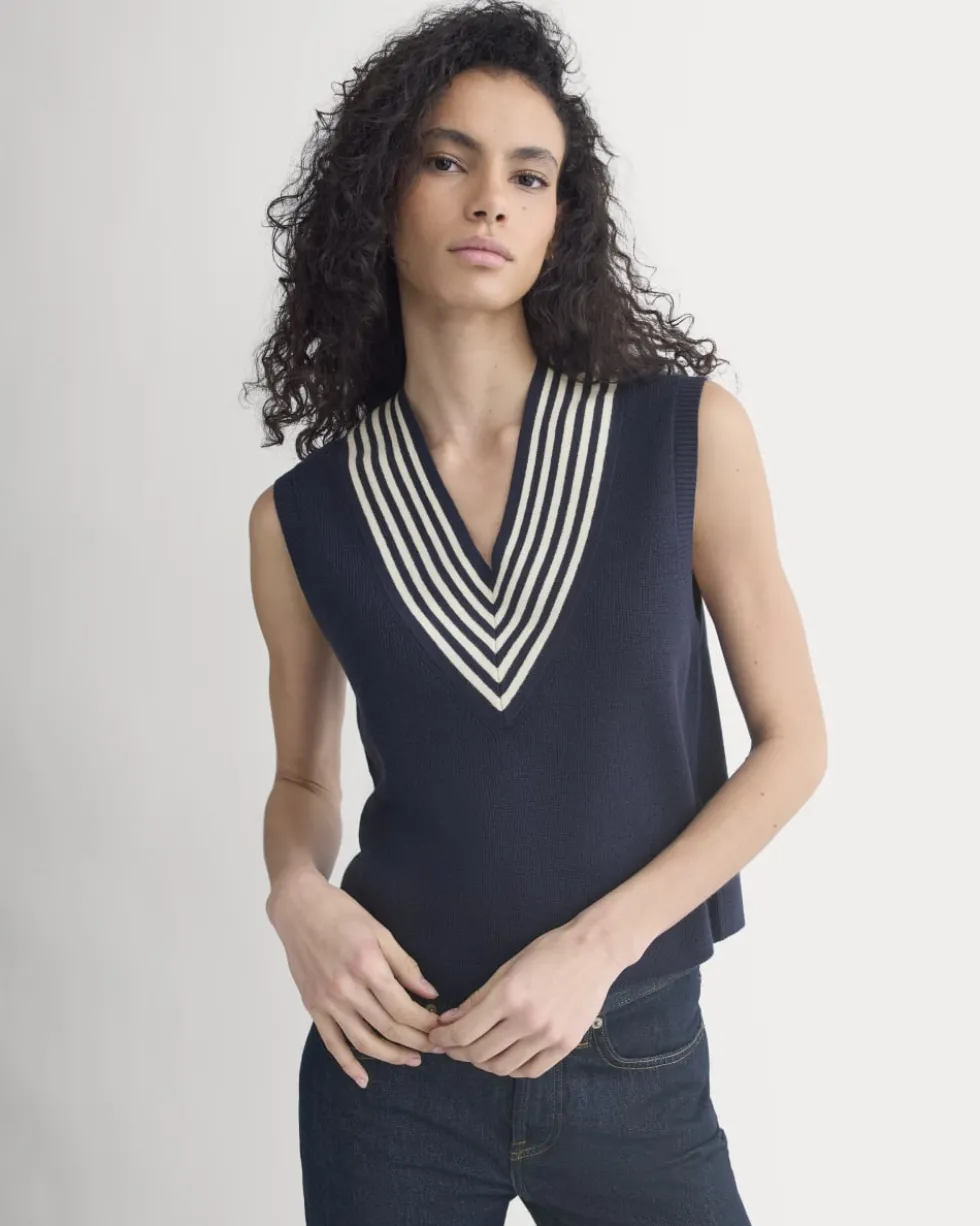 Relaxed V-Neck Vest in Cotton Merino
