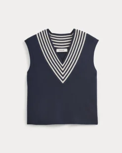 Relaxed V-Neck Vest in Cotton Merino