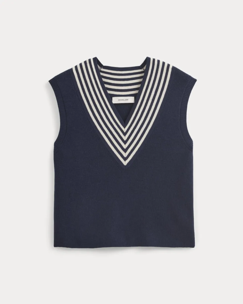 Relaxed V-Neck Vest in Cotton Merino
