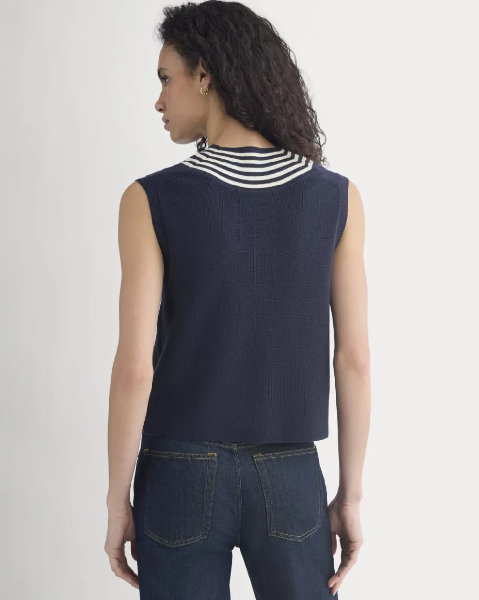 Relaxed V-Neck Vest in Cotton Merino