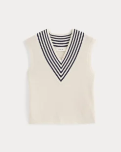 Relaxed V-Neck Vest in Cotton Merino