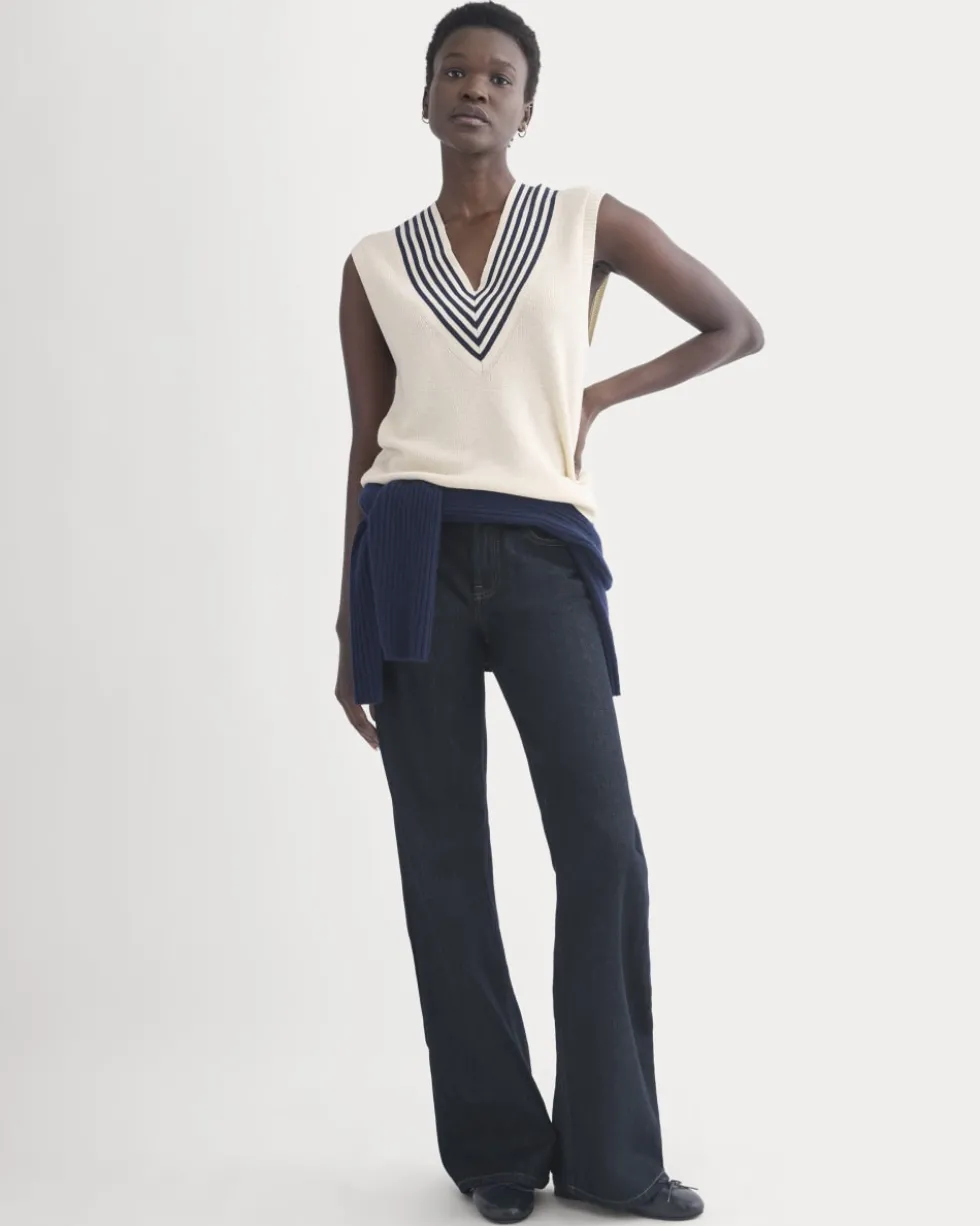 Relaxed V-Neck Vest in Cotton Merino