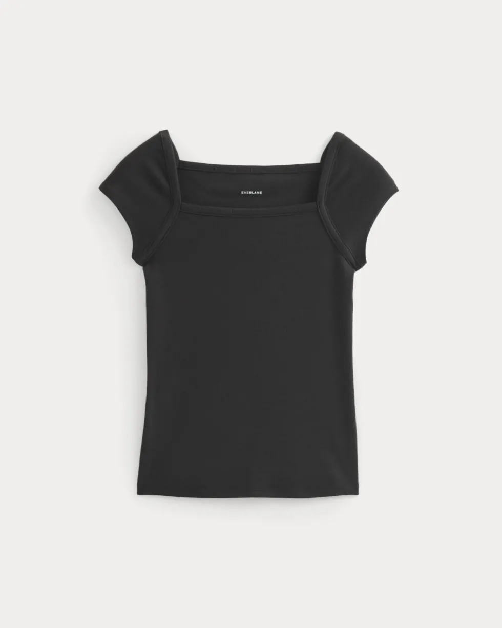 RetroSoft Cotton Square-Neck Tee