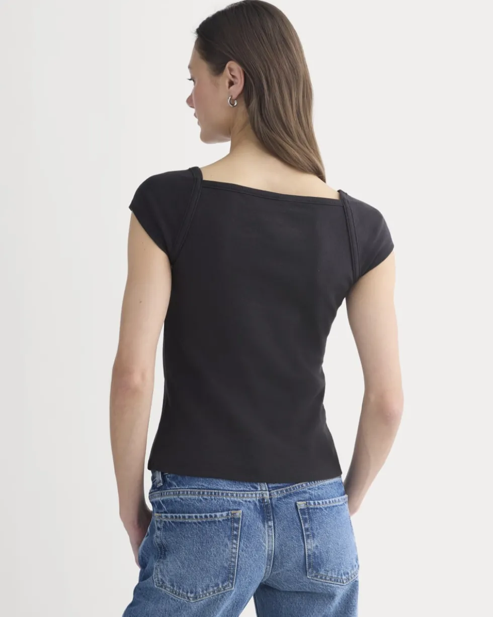RetroSoft Cotton Square-Neck Tee