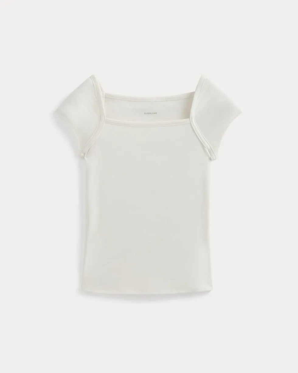 RetroSoft Cotton Square-Neck Tee