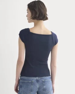 RetroSoft Cotton Square-Neck Tee